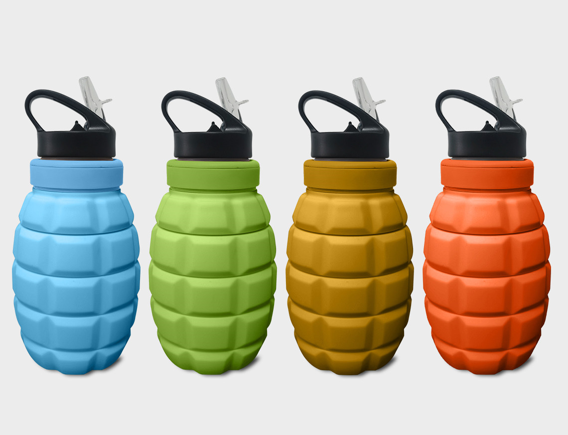 Folded  silicon water bottle